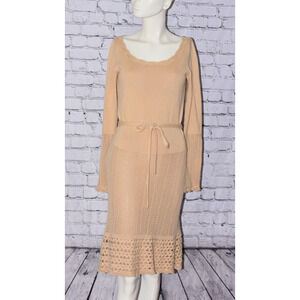 Temperly London Long Sleeve Cashmere Knit Fit & Flare Sweater Dress Size 6